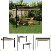 The Living Store Gartenpavillon mit Ausziehbarem Dach Taupe 3x3 m Aluminium