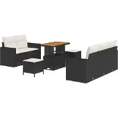 vidaXL Gartensofa-set 8 stk. 5-Sitzanzahl Schwarz und Creme