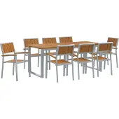 Syfax Garten Essgruppe 9 pcs Grau Massivholz Akazie