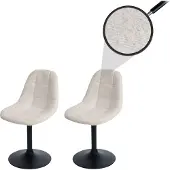 Mendler 2er-Set Esszimmerstuhl MCW-A60, Küchenstuhl Stuhl Drehstuhl, Stahl MVG Stoff/Textil Bouclé (450g/m²) beige