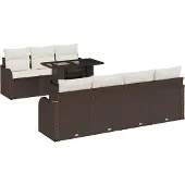 vidaXL Gartensofa-set 8 stk. Braun und Creme Poly-Rattan
