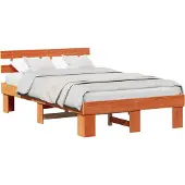 Syfax Bettrahmen Wachsbraun 120 x 200 cm Massives Kiefernholz