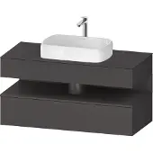 Duravit Qatego Konsolenwaschtischunterbau, 1 Auszug, 1 Schubkasten, Ausschnitt mittig, 1200x550x600mm, Nische Graphit matt, QA4732049490000