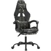 Syfax Gaming-Stuhl mit Fußstütze Schwarz und Tarnfarben Kunstleder