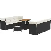 vidaXL Gartensofa-set 11 stk. 8-Sitzanzahl Schwarz und Creme