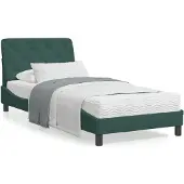 vidaXL Bett mit Matratze Dunkelgrün 90x200 cm Samt