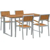 vidaXL Garten Essgruppe 5 pcs Grau Massivholz Akazie