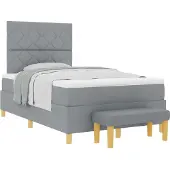 Syfax Boxspringbett mit Kissen Hellgrau 190 x 120 cm Stoff