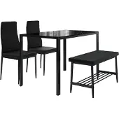 Vicco Esstisch-Set Grand Schwarz 120 x 70 cm 4-teiliges Set, Model 51844