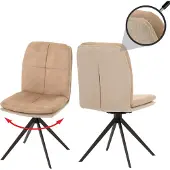 Mendler 2er-Set Esszimmerstuhl MCW-M68, Küchenstuhl Lehnstuhl, drehbar Auto-Position, Metall Stoff/Textil beige