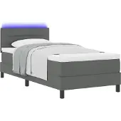 Syfax Boxspringbett mit Matratze mit LED Dunkelgrau 90 x 190 cm Stoff