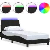 Syfax Bettgestell ohne Matratze "Hanko" Schwarz 90x190 cm Stoff