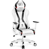 Diablo X-Horn Gaming Stuhl Bürostuhl Schreibtischstuhl 3D Armlehnen Ergonomisches Design Nacken/- Lendenkissen Kunstleder Wippfunktion, Farbe: Weiß, Größe Normal