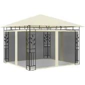 Syfax Pavillon mit Moskitonetz 3x3x2,73 m Creme 180 g/m²