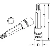 Ks Tools 1/2" Bit-Stecknuss XZN, M12, 140 mm