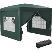 Outsunny Pavillon 2,95x2,95m Faltpavillon 4 Seitenwände mit Fenster Tragetasche