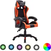 Syfax Gaming-Stuhl mit RGB LED-Leuchten Orange und Schwarz Kunstleder