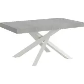 Itamoby Volantis Premium ausziehbarer Betontisch 200/304x90 cm mit weißen Beinen