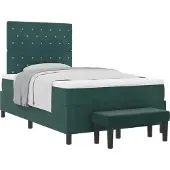 vidaXL Boxspringbett mit Kopfteil Dunkelgrün 200 x 120 cm Samt