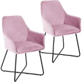 SVITA JOSIE Dining 2er Set Esszimmerstuhl Sessel Polsterstuhl Samt pink