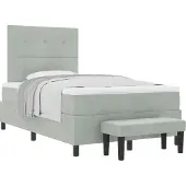 Syfax Boxspringbett mit Kopfteil Hellgrau 190 x 120 cm Samt