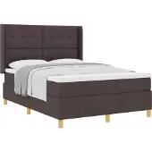 vidaXL Boxspringbett mit Kopfteil Dunkelbraun 140 x 200 cm Stoff