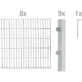 Alberts Doppelstabmatten Zaun, Höhe 160 cm, Länge 16 m, Zaun-Komplettset zum Einbetonieren, feuerverzinkt, Pfosten 60x40 mm
