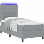 Syfax Boxspringbett mit Matratze mit LED Hellgrau 90 x 190 cm Stoff