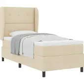 Syfax Boxspringbett mit Matratze Creme 100 x 200 cm Stoff