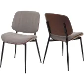 Mendler 2er-Set Esszimmerstuhl MCW-O44, Küchenstuhl Stuhl, Bugholz Stoff (370g/m²) MVG Walnuss-Optik, hellgrau