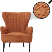 MCW Lounge-Sessel MCW-K37, Cocktail-/Ohrensessel Polsterstuhl Retro Vintage Stoff Chenille (500g/m²) orange