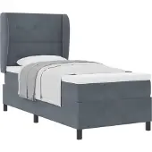 Syfax Boxspringbett mit Kopfteil Dunkelgrau 190 x 90 cm Samt