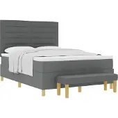 vidaXL Boxspringbett mit Kopfteil Dunkelgrau 190 x 140 cm Stoff
