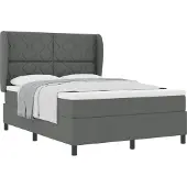 vidaXL Boxspringbett mit Matratze Dunkelgrau 140 x 200 cm Stoff