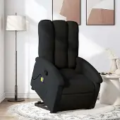 vidaXL "im " Massagesessel mit Aufstehhilfe Schwarz Stoff - Fernseh- & Relaxsessel CC9035