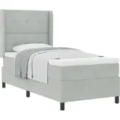 Syfax Boxspringbett mit Matratze Hellgrau 100 x 200 cm Samt