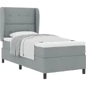 vidaXL Boxspringbett mit Kopfteil Hellgrau 90 x 190 cm Stoff