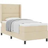 Syfax Boxspringbett mit Matratze mit Kopfteil Creme 190 x 90 cm Stoff