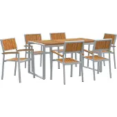 vidaXL Garten Essgruppe 7 Stk. Grau Massivholz Akazie