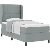 Syfax Boxspringbett mit Kopfteil Hellgrau 100 x 200 cm Stoff