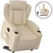 Syfax Relaxsessel mit Aufstehhilfe Creme Stoff