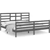 Syfax Massivholzbett Grau 200x200 cm