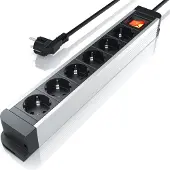 Arendo Steckdosenleiste Mehrfachsteckdose Steckerleiste 3680W, 6-fach