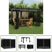 The Living Store Pavillon mit Netzwänden Anthrazit 3x3 m Stahl
