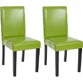 Mendler 2er-Set Esszimmerstuhl Stuhl Küchenstuhl Littau Kunstleder, grün, dunkle Beine