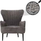 MCW Lounge-Sessel MCW-K37, Cocktail-/Ohrensessel Polsterstuhl Retro Vintage Stoff Chenille (500g/m²) dunkelgrau
