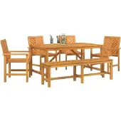 Syfax Garten Essgruppe 6 Stk. Braun Massivholz Akazie