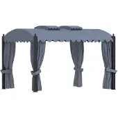 Syfax Pavillon mit Vorhängen 3 x 4 m Anthrazit Stahl