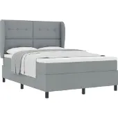 Syfax Boxspringbett mit Matratze Hellgrau 140 x 190 cm Stoff