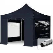 TOOLPORT 3x3m Aluminium Faltpavillon, inkl. 4 Seitenteile, schwarz